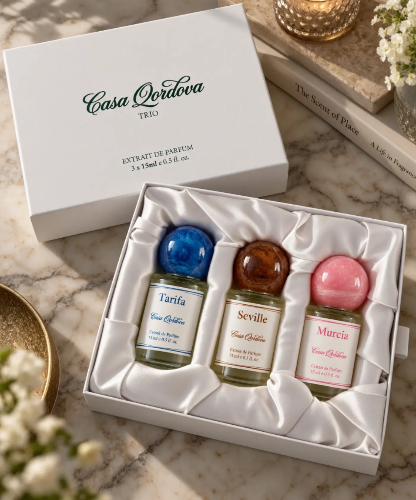The Trio Pack gift box with Tarifa, Seville and Murcia 15ml bottles